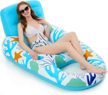 Jasonwell Inflatable Pool Float Adult - Pool Floaties Lounger Floats Raft Floating Chair Water Floaties for Swimming Pool Lake Lounge Float with Cup Holders Beach Pool Party Toys for Adults (O-Blue) - Jasonwell